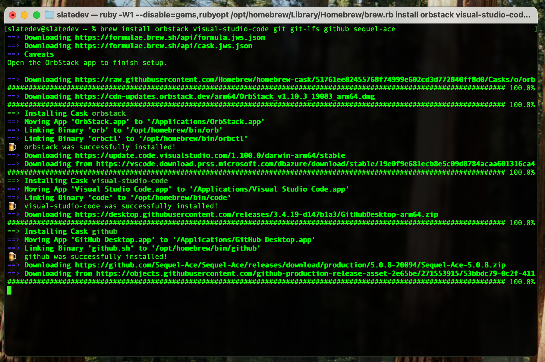 Installing packages with homebrew
